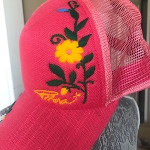 Pretty pink Prana hat w/ flora embroidery